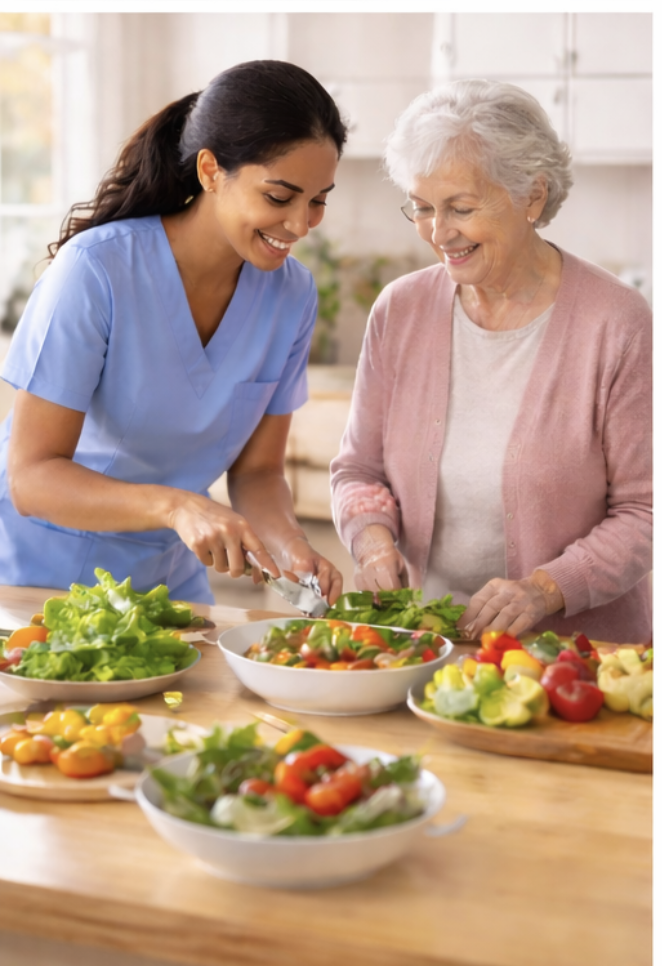 elderly companionship smiling home